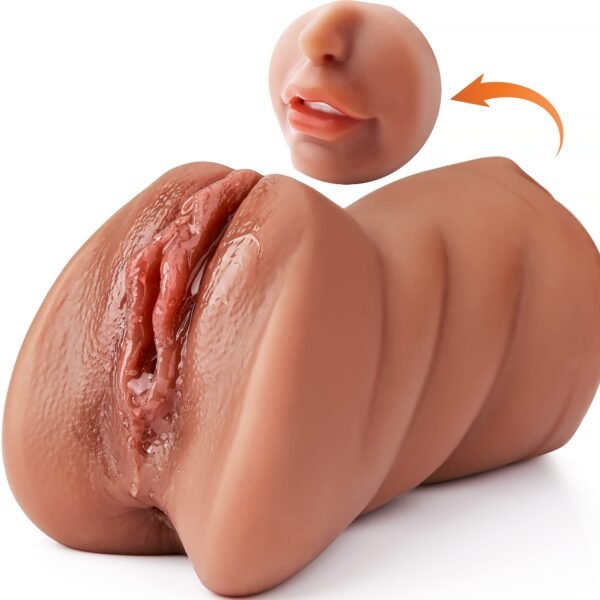 3 in 1 Pocket Pussy Male Sex Doll with Realistic Texture Mouth and Tight Sex Doll, Sex Doll Deep Throat Adult Sex Toy for Men (Brown)